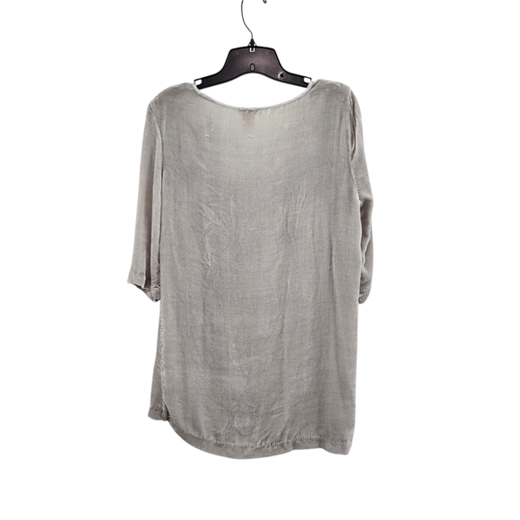 Sundance Women's Sylvana Velvet Embroidered Floral Half Sleeve Gray Top Sz S - Picture 4 of 7